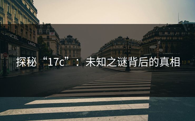 探秘“17c”：未知之谜背后的真相