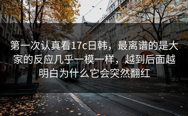 第一次认真看17c日韩，最离谱的是大家的反应几乎一模一样，越到后面越明白为什么它会突然翻红