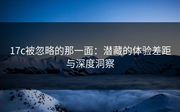 17c被忽略的那一面：潜藏的体验差距与深度洞察
