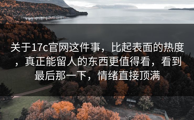 关于17c官网这件事，比起表面的热度，真正能留人的东西更值得看，看到最后那一下，情绪直接顶满