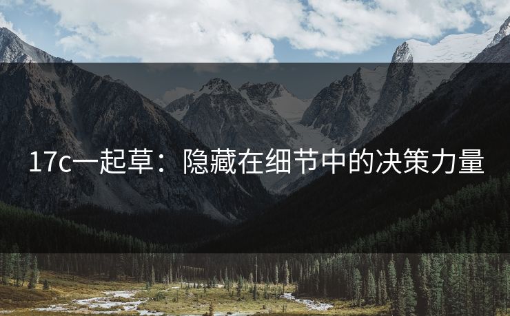 17c一起草：隐藏在细节中的决策力量