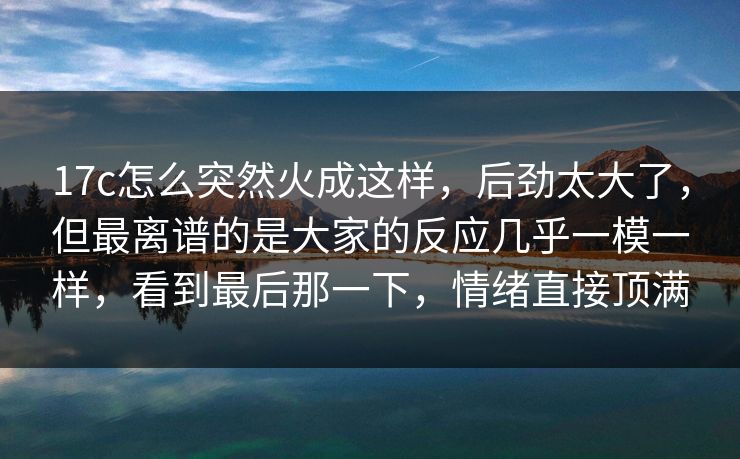 17c怎么突然火成这样，后劲太大了，但最离谱的是大家的反应几乎一模一样，看到最后那一下，情绪直接顶满