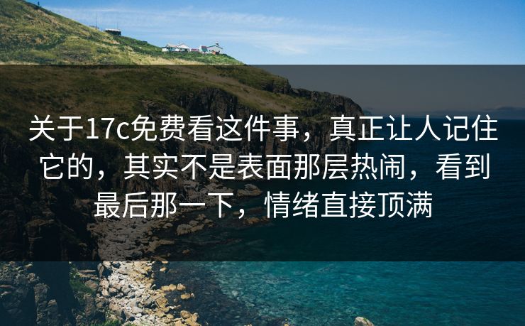 关于17c免费看这件事，真正让人记住它的，其实不是表面那层热闹，看到最后那一下，情绪直接顶满
