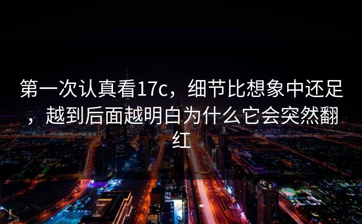 第一次认真看17c，细节比想象中还足，越到后面越明白为什么它会突然翻红