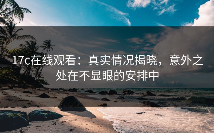 17c在线观看:真实情况揭晓,意外之处在不显眼的安排中 17c在线观看:真实情况揭晓,意外之处在不显眼的安排中